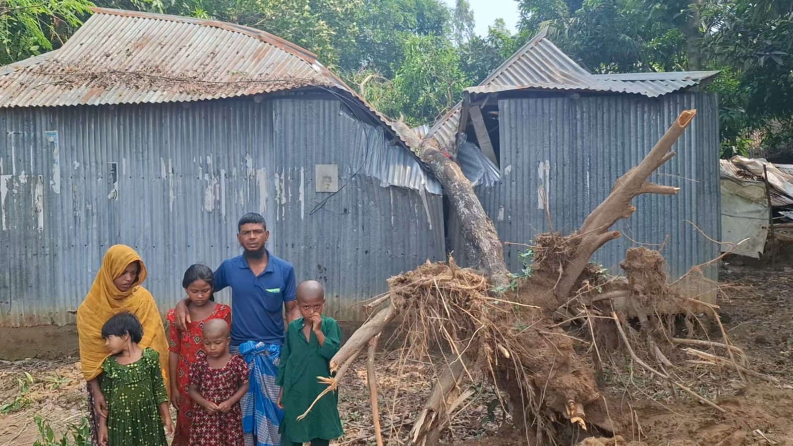 দুর্গাপুরে ঝড়ে সরকারী গাছ পড়ে কৃষক সুমনের ঘর বিধ্বস্ত