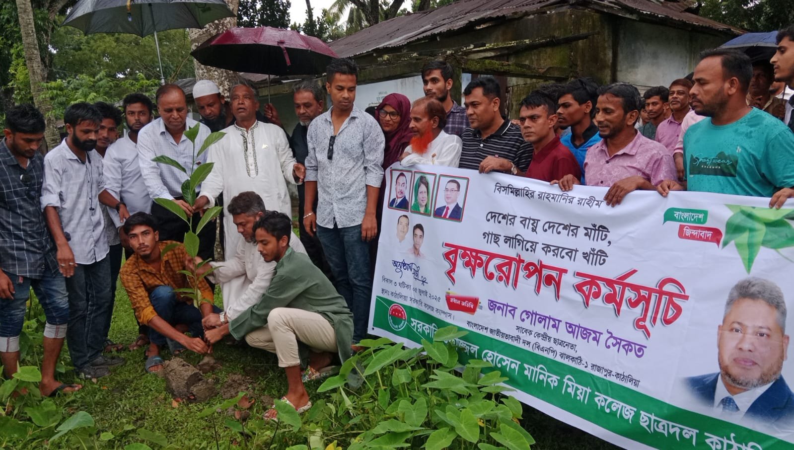 তারেক রহমানের নির্দেশে বিএনপির দেশব্যাপী কর্মসূচির অংশ হিসেবে কাঁঠালিয়ায় বৃক্ষরোপণ