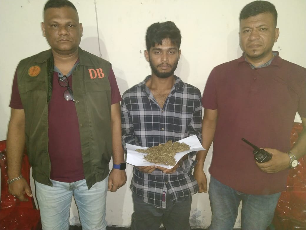 মাদক বিরোধী অভিযানে ১'শত গ্রাম গাঁজাসহ কারবারি আটক